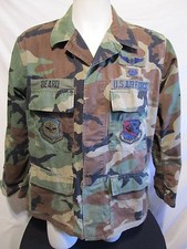 US Air Force Woodland Camouflage Hot Weather Coat Button-Down Sz Med Short