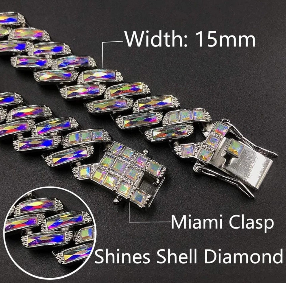 Cadena de lujo multicolor Iced Out Foto 3 de 4