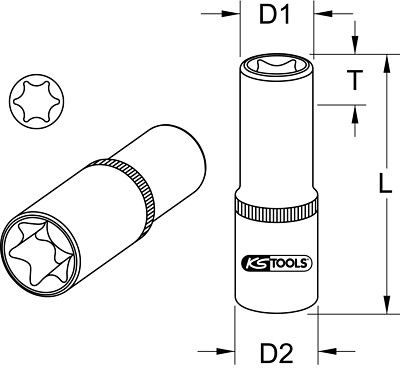 KS TOOLS 1/2'' CHROMEplus Torx-E-Stecknuss, lang, E10 (918.1761)