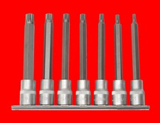 7 tlg Vielzahn 1/2" Stecknuss Satz 12-Kant M5 M6 M8 M9 M10 M12 M14 x 140mm Lang