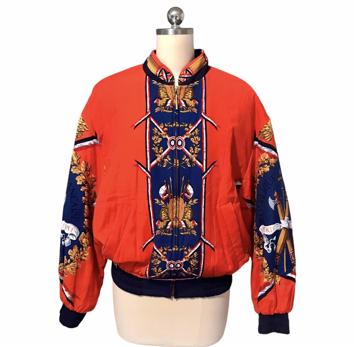 80s French Made Layered Silk Jacket フランス Large 80s Silk Baroque Chain Print Jacket – Flying Apple Vintage