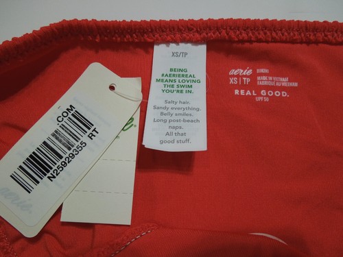 NEW AMERICAN EAGLE AERIE XS 2pc RED SWIMSUIT, BIKINI BOTTOMS & HALTER TOP - Picture 3 of 10