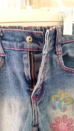 Zana-di Toddler Girls Jeans Capri Size 4 Blue Denim, Butterfly Flower Design - Picture 5 of 6