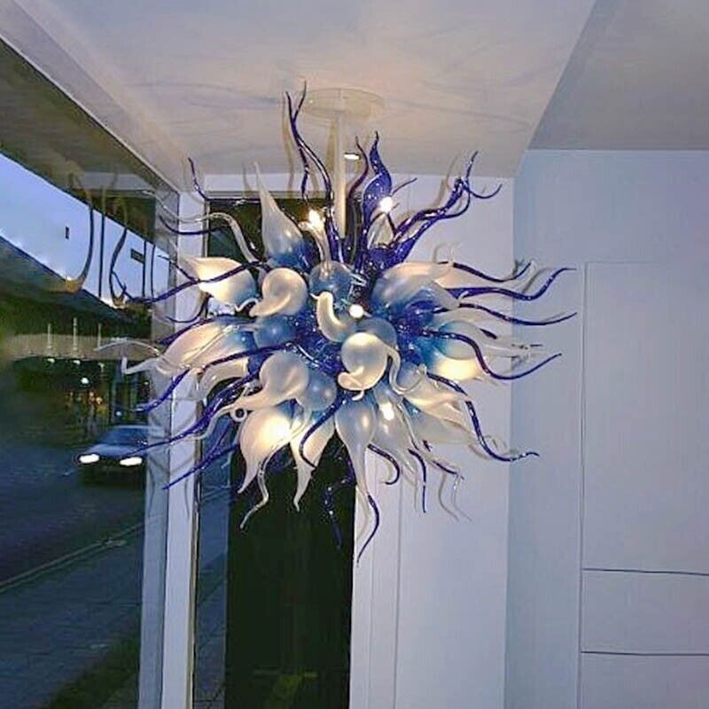 Cobalt Blue Hand Blown Glass Chandelier Luxury Chandeliers Light Home Fixture