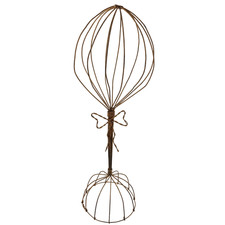 Vintage Twisted Wire Metal Hat Wig Stand w/ Ribbon 21" Tall Display Holder