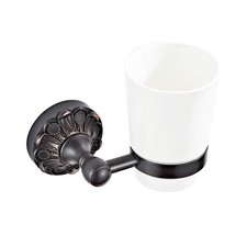 Bathroom Toothbrush Holder with Ceramic Cup Wall Mount, Brass Bathroom ORB, ...
