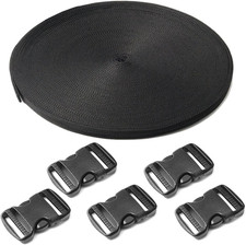 5 Pack 3/4" Side Release Buckle Dual Adjustable 5 Yards 3/4" PP Strap Webbing Ou