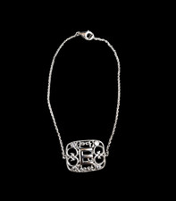 Initial E Sterling Silver CZ Dainty Bracelet