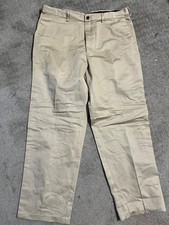 Haggar Beige Flat Front Mens Dress Pants 38x32 Classic Fit Cotton
