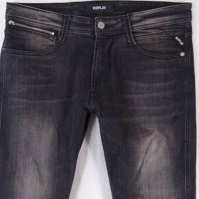 Mens Replay M914 ANBASS Stretch Slim Tapered Grey Jeans W34 L32