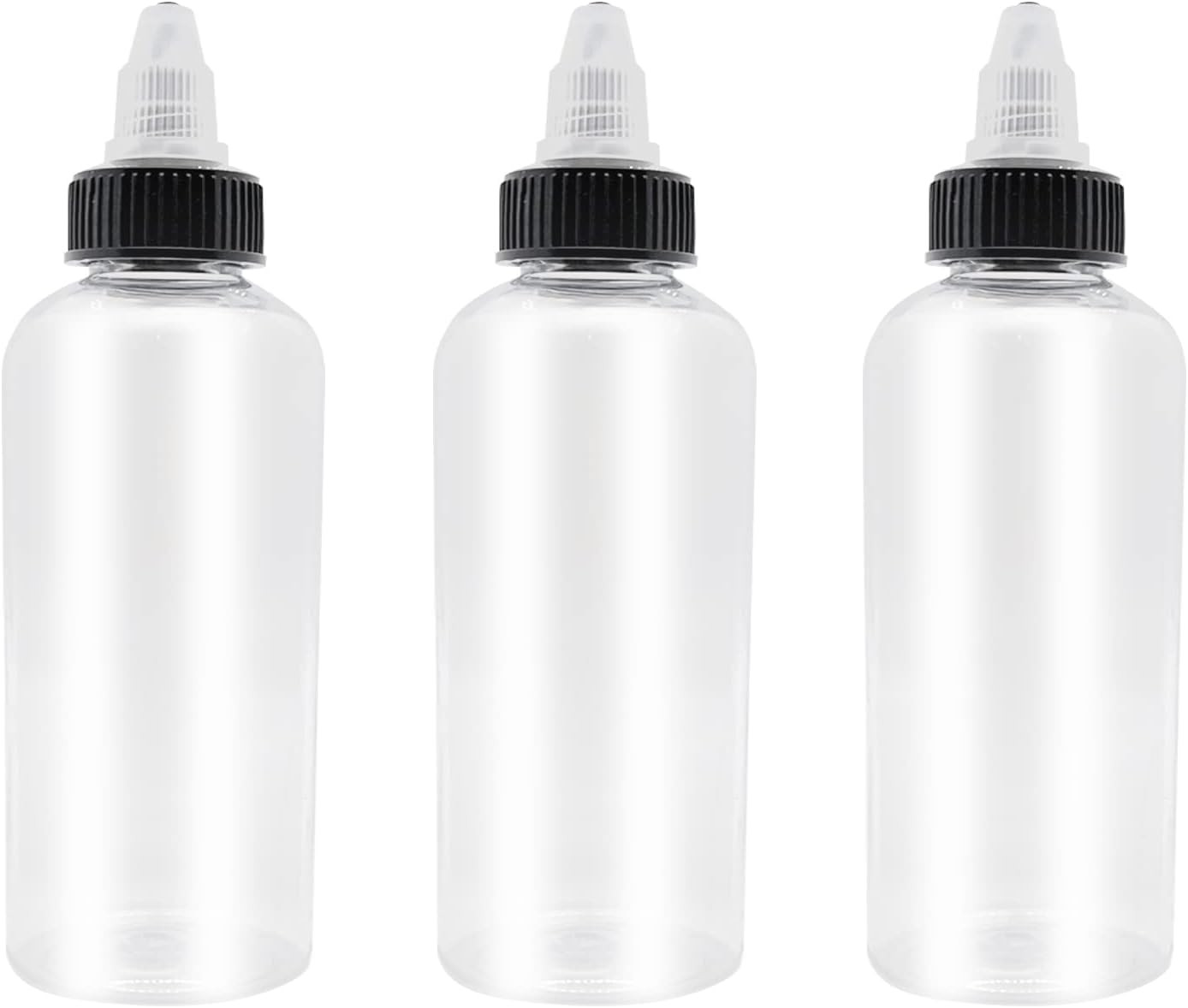 , 8oz Plastic Boston Squeeze Bottles With Twist Top Cap