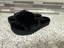 Koolaburra by UGG Women's Black Faux Fur Slippers Slides 7 US