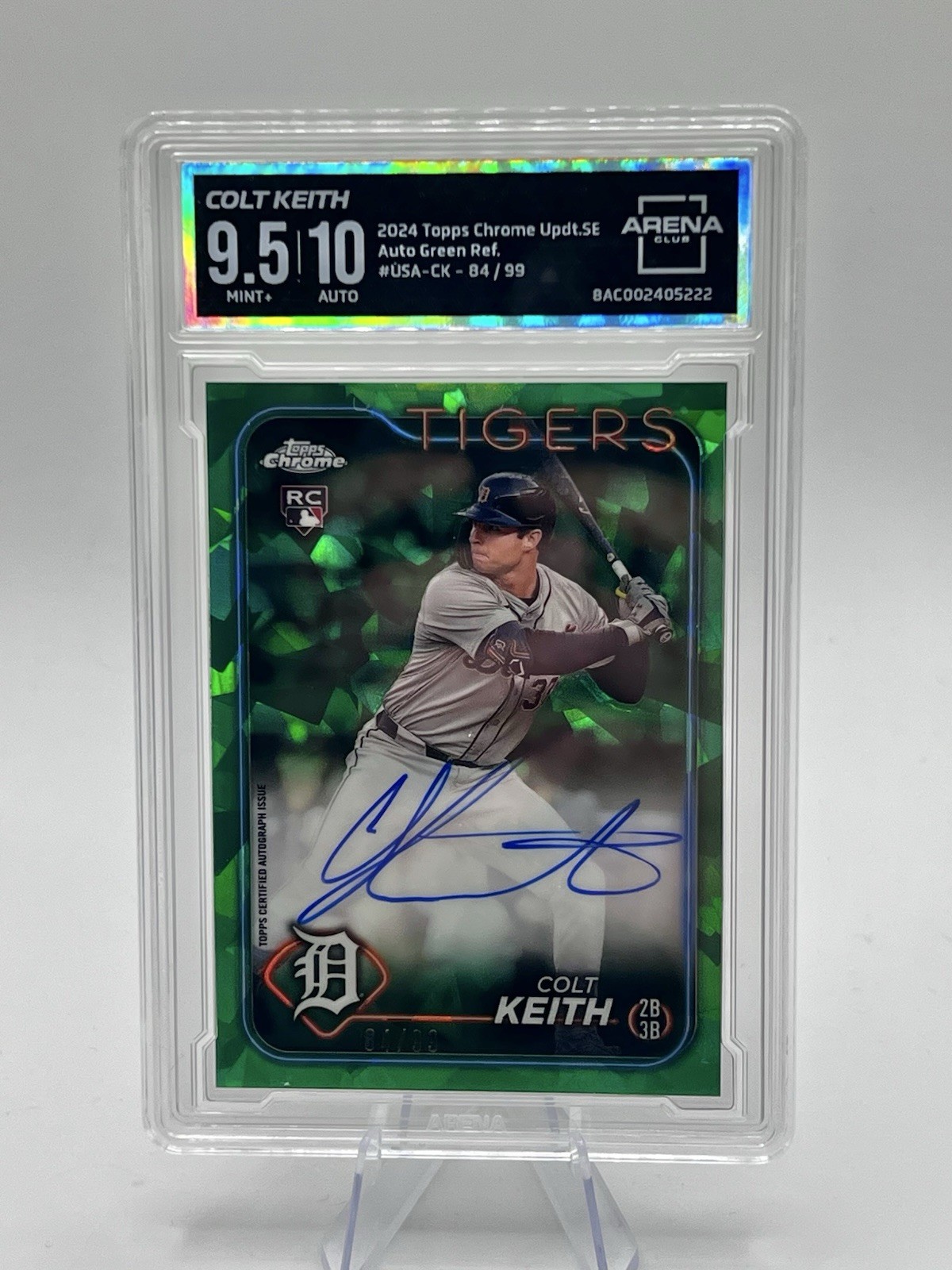 2024 Topps Chrome Update Sapphire Colt Keith Auto RC Green Refractor #/99 Tigers