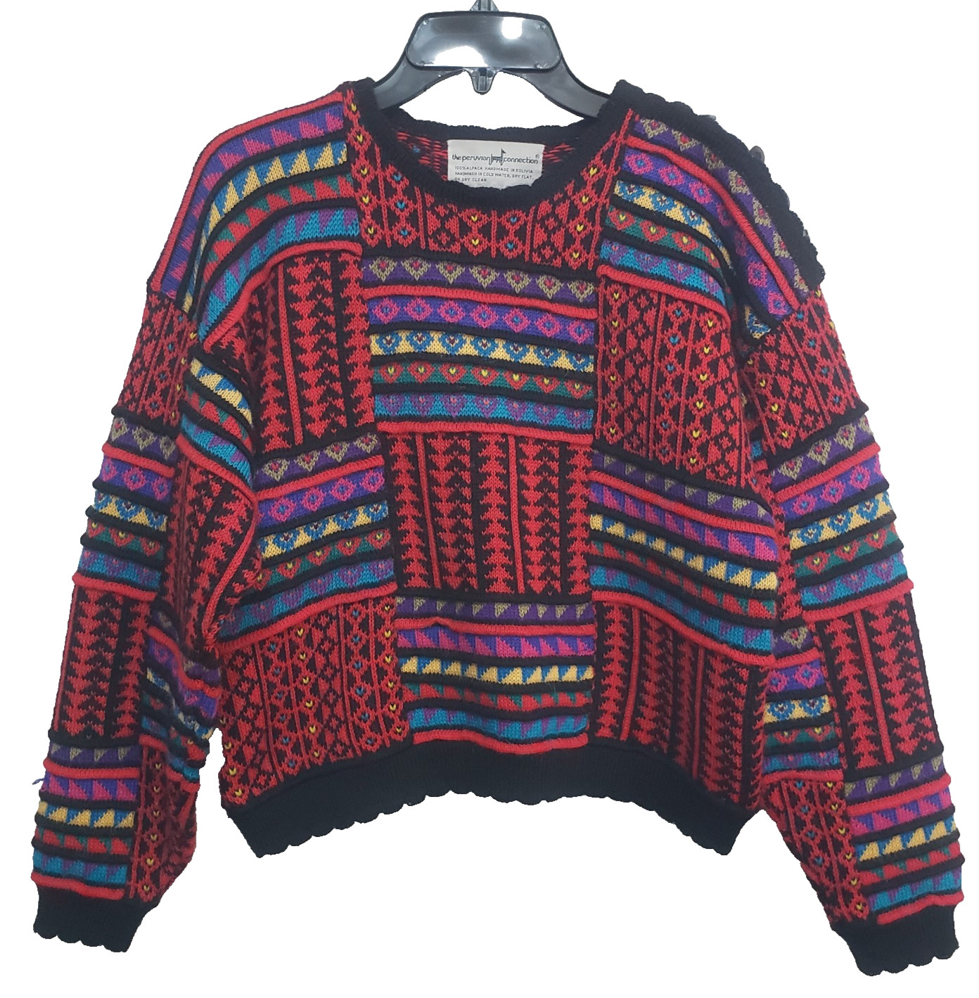 Peruvian Connection 100% Alpaca Patchwork Sweater… - image 1