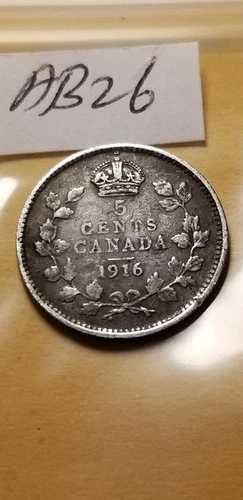 1916 Canada 5 Cents Silver — photo from the most recent tracked eBay sale