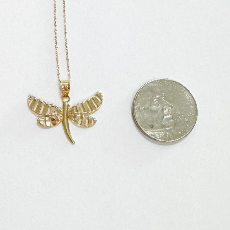 Solid 10k Yellow Gold Unique Dragonfly Insect Pen… - image 3