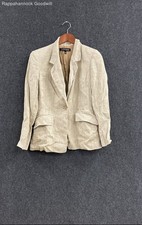 Anne Klein New York Women's Beige Textured Weave Single Button Blazer Sz 6