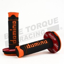 Genuine Domino A260 Black & Orange Grips with Red Grip Pads for Ariel Bikes