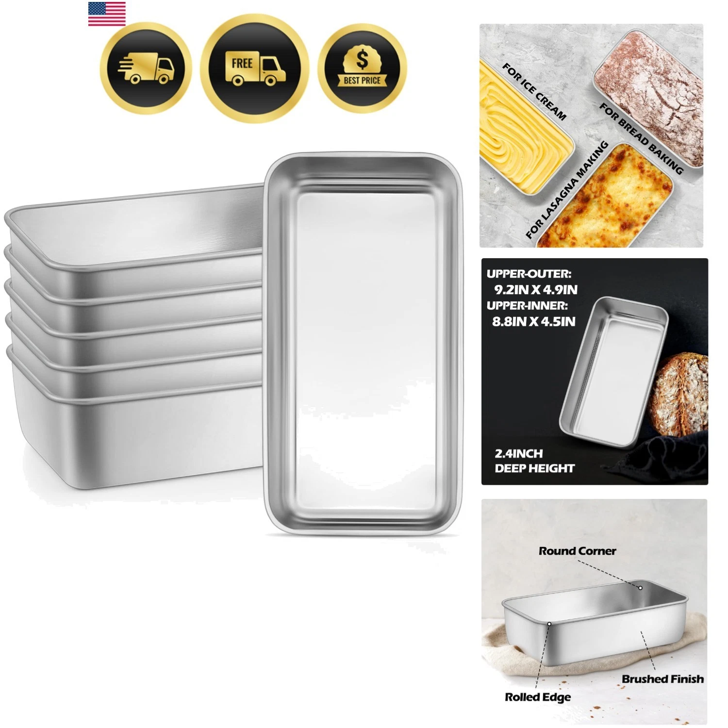 6 Pack Loaf Pans for Baking Bread, 9IN x 5IN Stainless Steel Loaf Pans for Ho...
Opens in a new wind