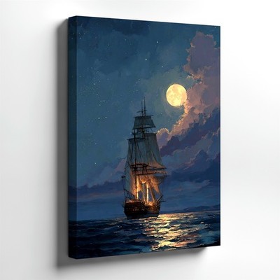 Moonlit Rose Alley Gothic Floral Street Night Canvas Room Boho Stylish Print