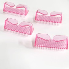 Nail Brushes 4 Pcs Pink Handle 3 x 1.6 x 1.1 in - Fingernail Cleaning Scrubber