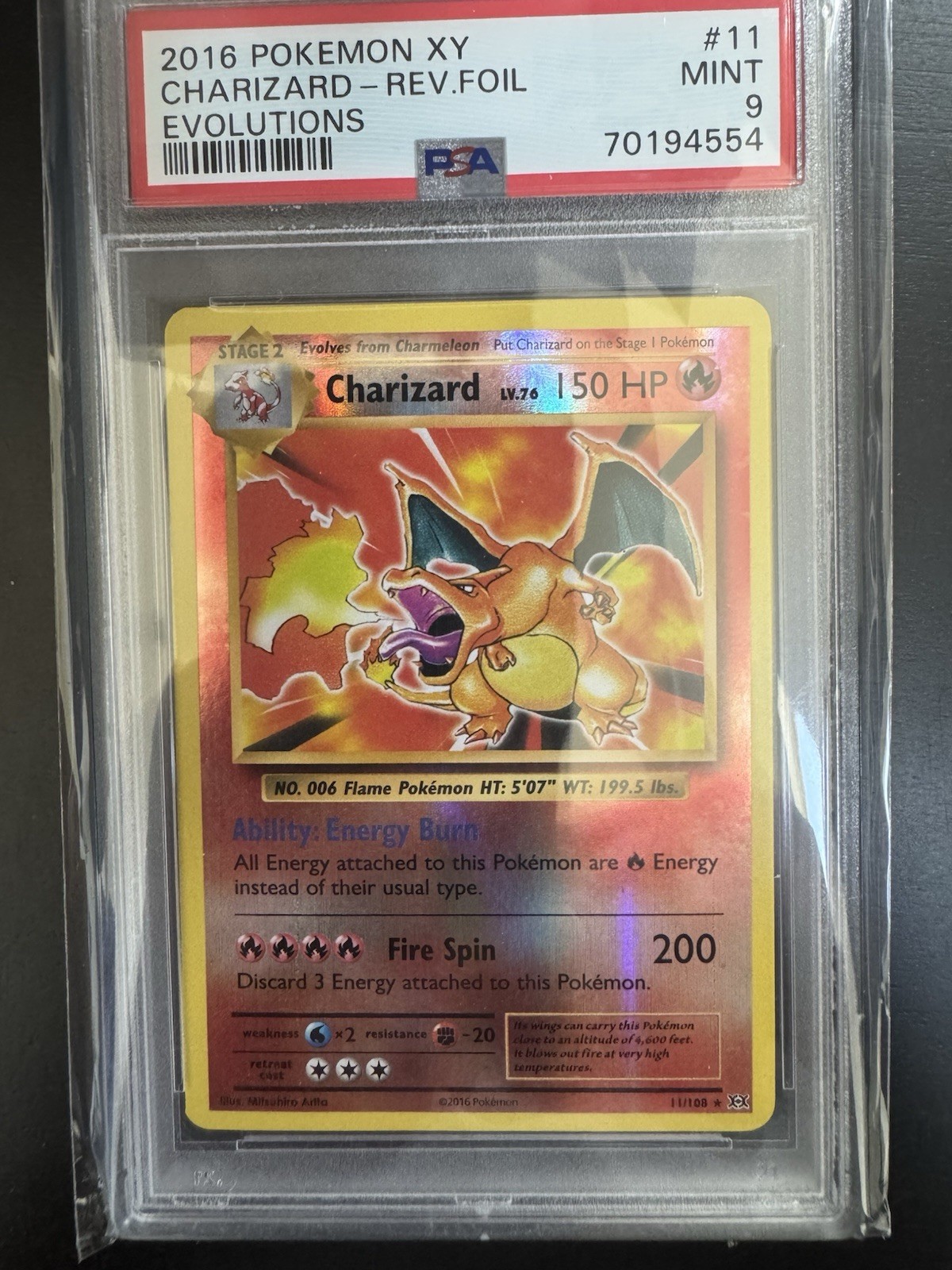 Charizard 11/108 2016 Pokemon TCG XY Evolutions Reverse Holo PSA 9