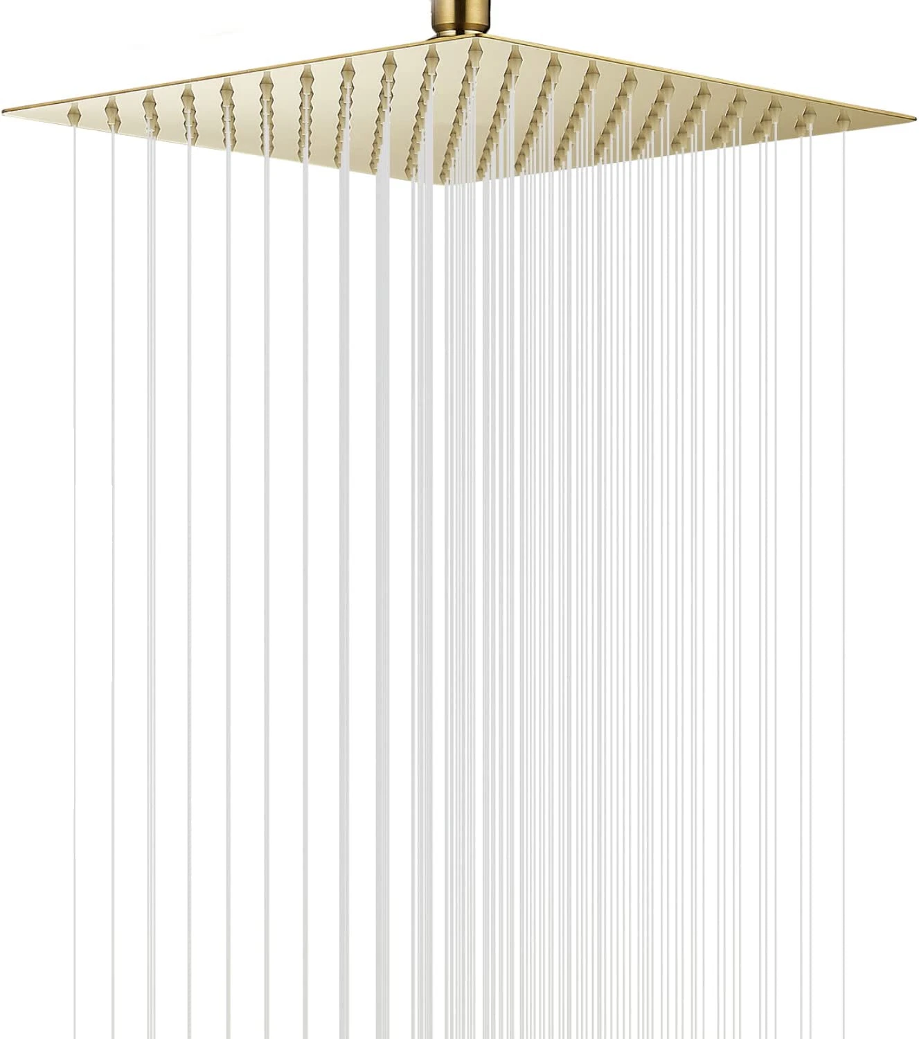 16" Brushed Gold High Pressure Rainfall Shower Head - Ultra Thin Stainless Steel