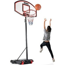Kids Adjustable Basketball Hoop Height 5-7 FT Portable with Stand  Backboard