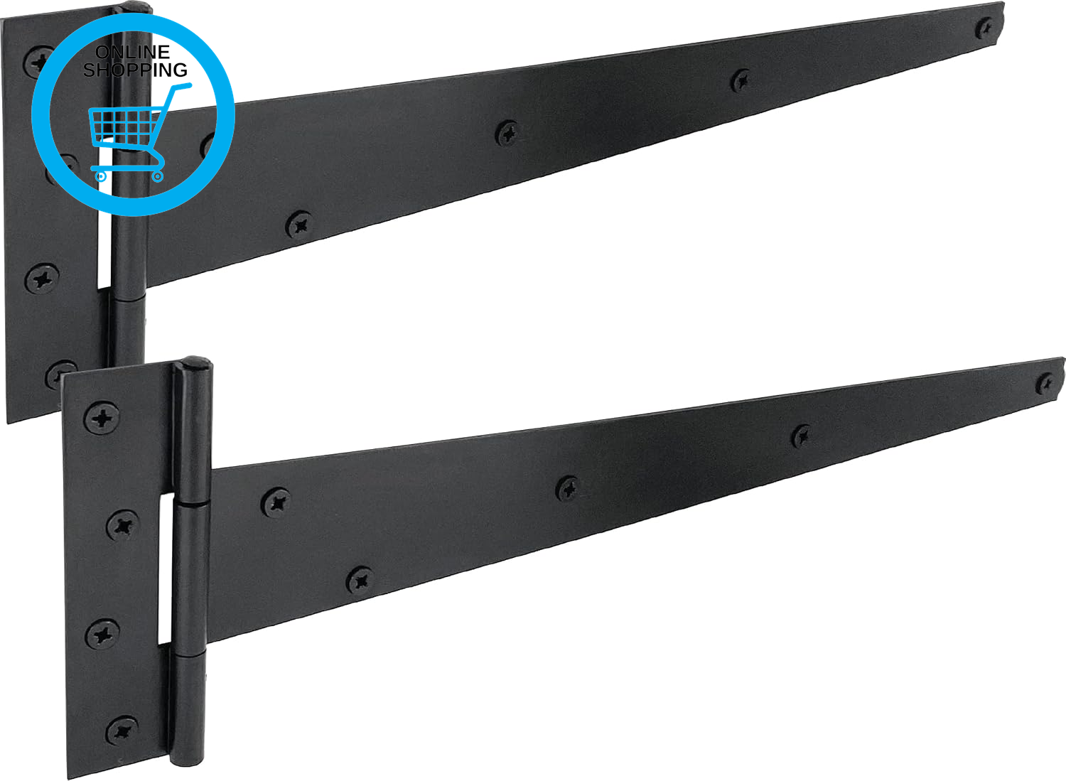 ® 1 Pair Black T Hinges 400Mm (16”), Gate Hinges for Wooden Gates or Garden Shed