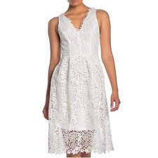 ASTR The Label White Lace Dress  Floral Crochet Sleeveless Size Small Croquette