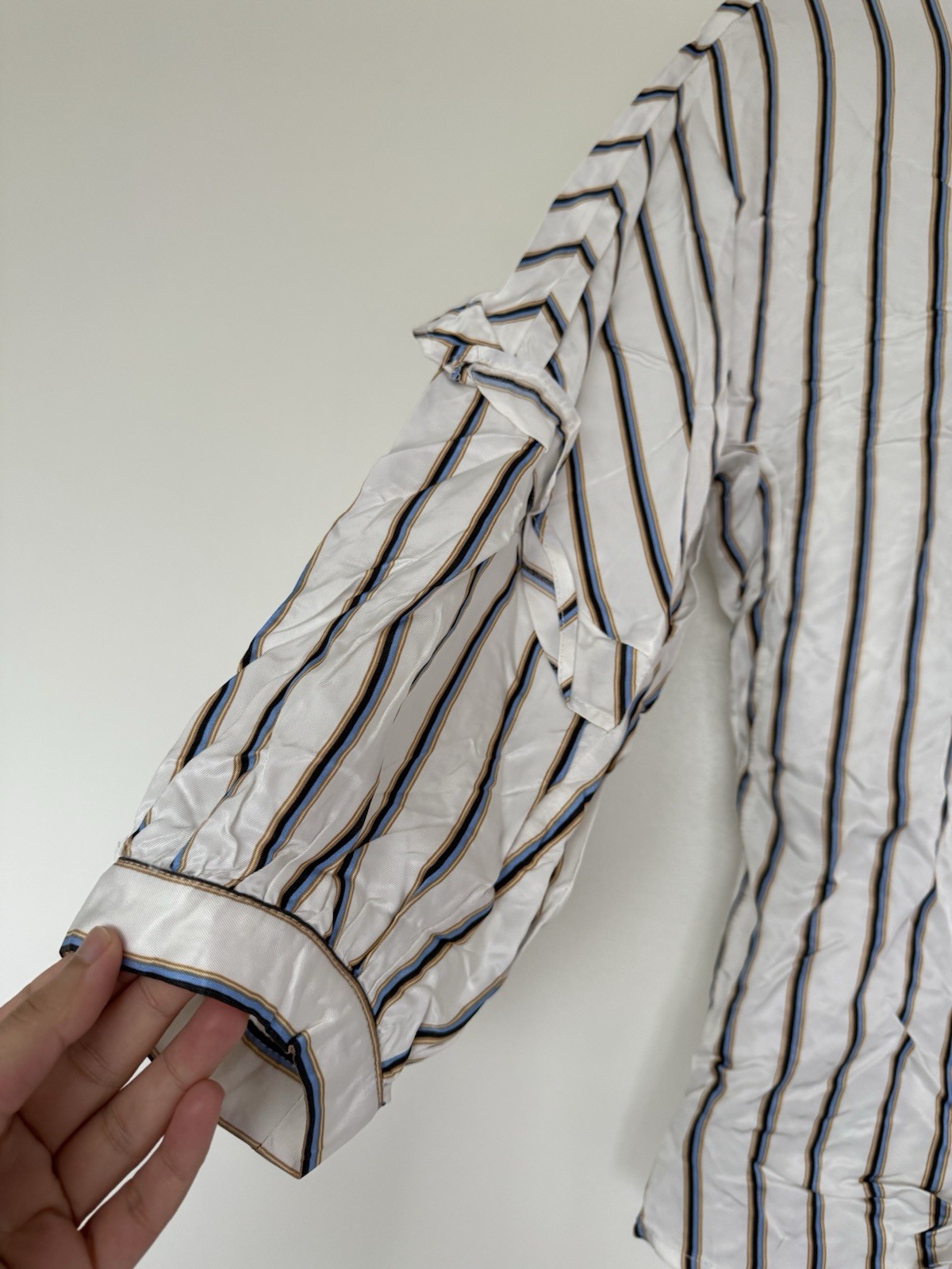 YAYA Women Blouse Size 36 UK 8 10 Off White Stripe Tie Waist NWT Viscose RRP £75 thumbnail 10