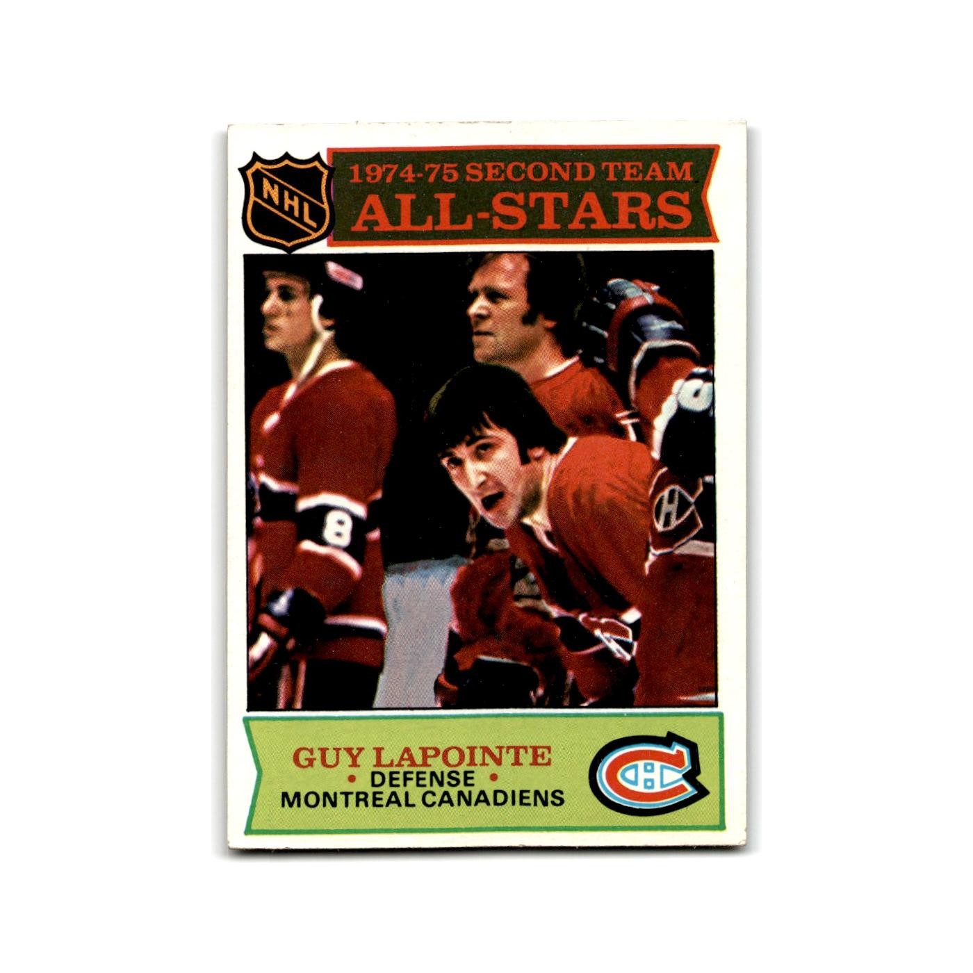 Guy Lapointe #293 Hockey Cards 1975 Topps trading card — raw and PSA graded price guide