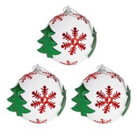 Weihnachtsbaum Kugeln 80Mm Weiß Glitzer Dekorationen Mit GrüN Und Rot 3 Packung