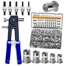 SAE Rivet Nut Tool 420Pcs Imperial Carbon Steel Rivet Nut Tool Kit, （5/16-18、1/4