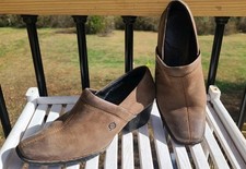 Born Womens Brown Leather Kinney Square Toe Clogs Sz 8