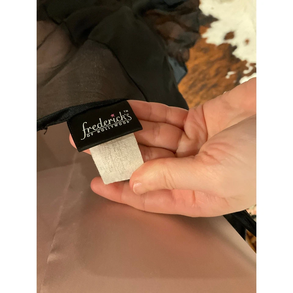 vintage Frederick's of Hollywood Sheer Slip Dress lingerie nightgown 1X Black - Image 4 of 4