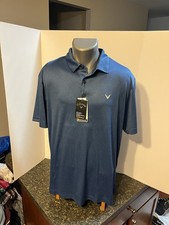 Callaway Opti Dri Men  s Golf Shirt Blue Plaid Large Polyester - NWT