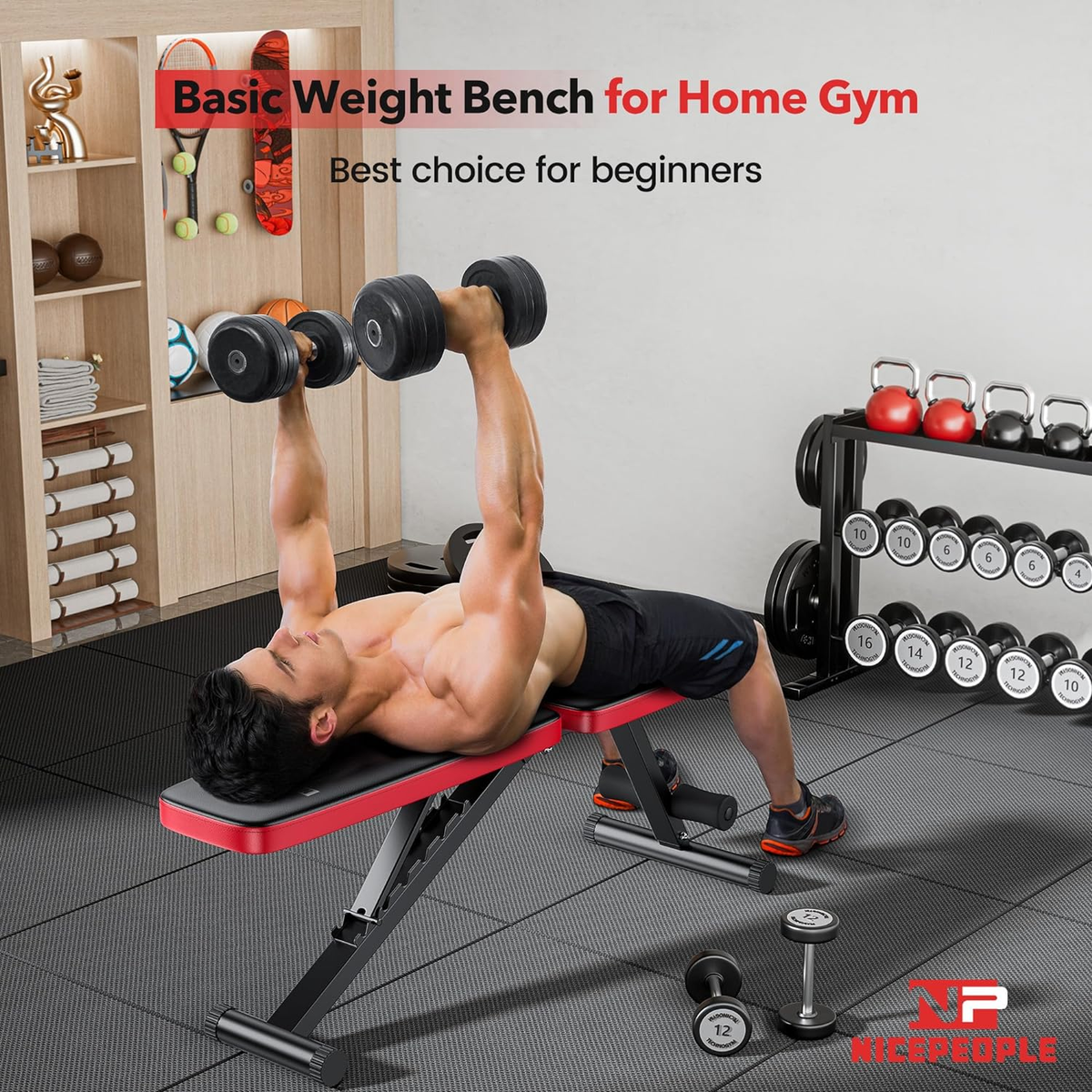 Basic Weight Bench for Home Gym, Foldable Workout Bench with