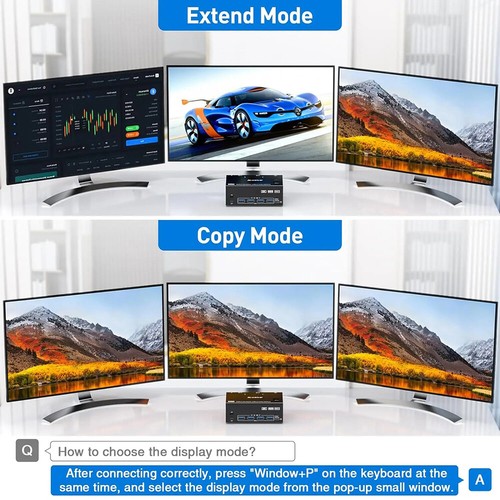 Triple Monitors KVM Switch, 2 Displayport + HDMI USB KVM Switch 8K@60Hz 4K@144Hz - Bild 7 von 20