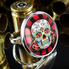 Day of the Dead Ring - Tattoo Sugar Skull Handmade Silver Halloween Jewelry