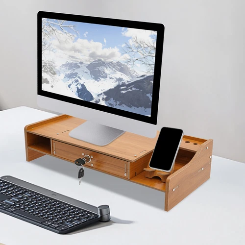Monitorständer Mit Schublade Holz Schreibtisch-Organizer Laptop Monitorerhöhung 