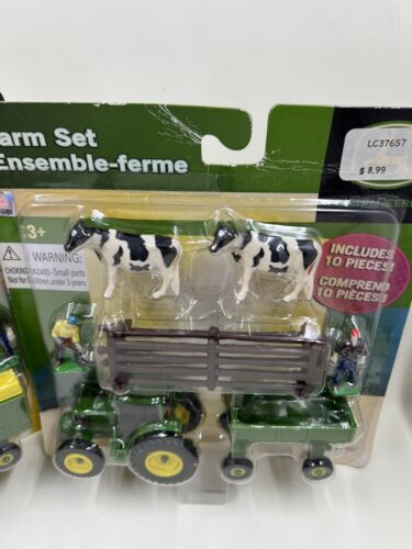 John Deere Farm Tractor Barn Set NEW Wagon Trailer Farmer Horse & Cow Toy Figure - Picture 3 of 7