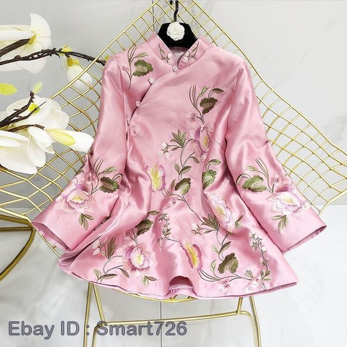 Chinese Style Women's Improved Cheongsam Retro Embroidered Frog Buckle Tops - Picture 19 of 28