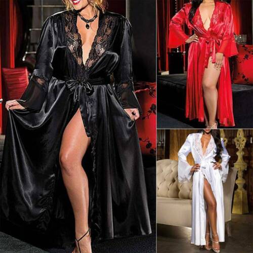 Women Long Silk Satin Kimono Robe Wedding Dressing Bathrobe Gown Bridesmaid New