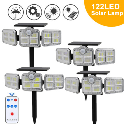 4 Pack 122-LED Solar Spotlights Landscape Lights Outdoor Garden Pathway Lamps