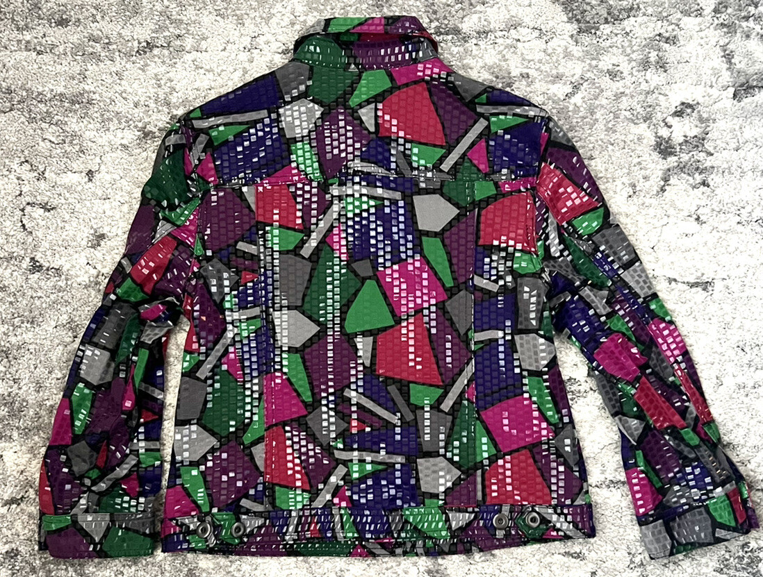 Ruby Rd. Multicolor Abstract Print Sequin Button … - image 5