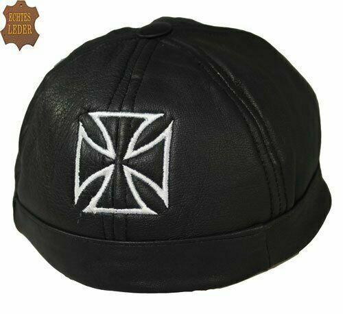 Gorra Docker Sin Visera De Cuero De Oveja Para Hombre Jeans Rocker Gorra Negra