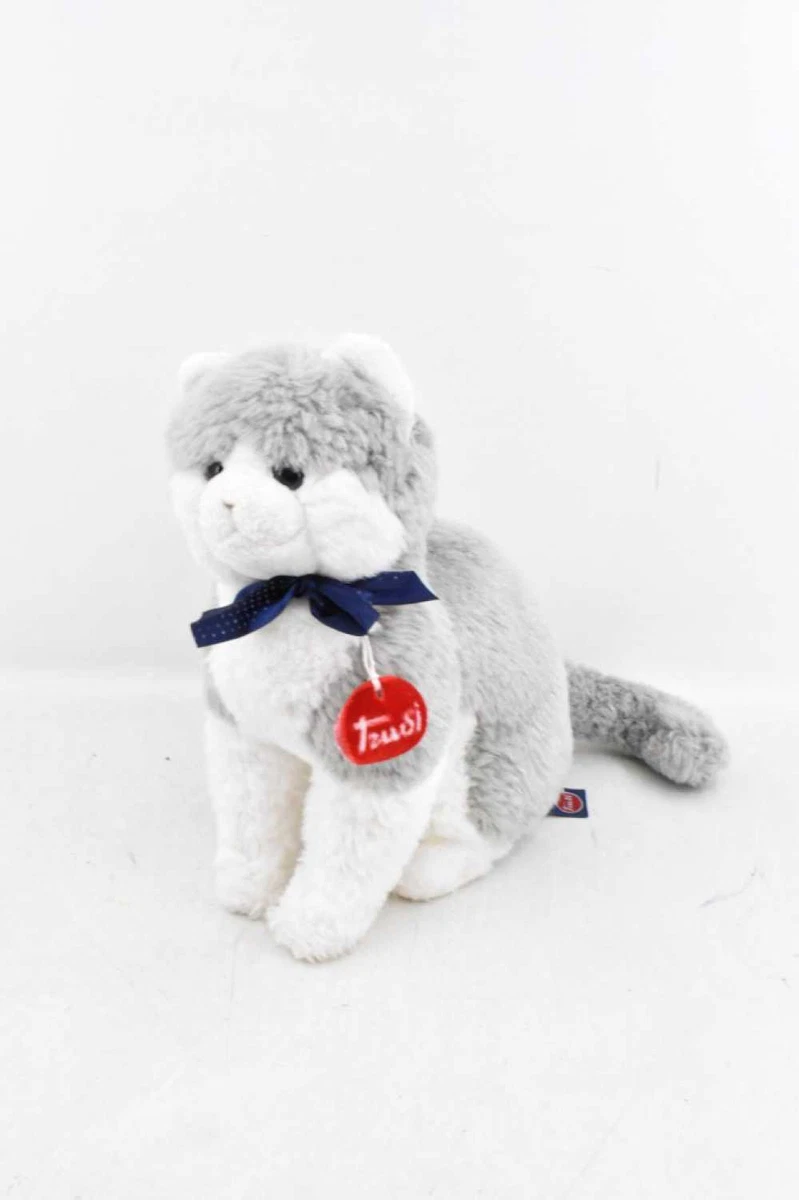 Plush Trudi Cat Grey White H 11 3 8in About eBay