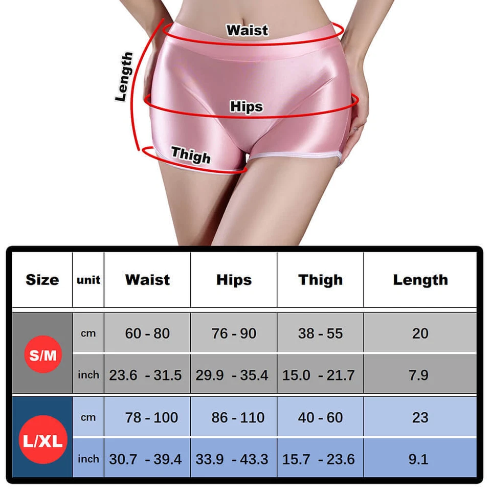 (Paquete de 3) Pantalones Cortos Para Mujer Elastizados de Satén Ropa Interior Brillantes Brillantes Bragas Boxer Shorts Foto 4 de 4