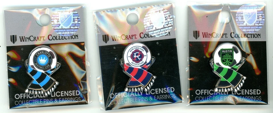 Soccer Scarf Pins Choice:  Various Teams MLS Pin Choice Charlotte NE Austin more - Image 2 of 3